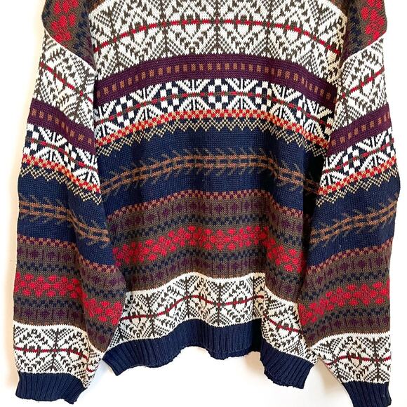 Vintage 90s Nordic Fair Isle Striped Mens Sweater Size XL Cabin Ski Dad Grandpa - Picture 4 of 8